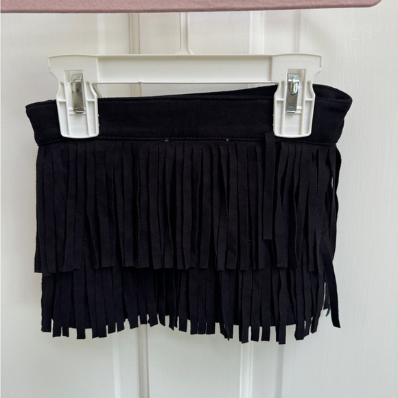 NWOT Peek a Boot Socks 2T Small Girls Black Fringe Faux Suede Skirt - Picture 2 of 4
